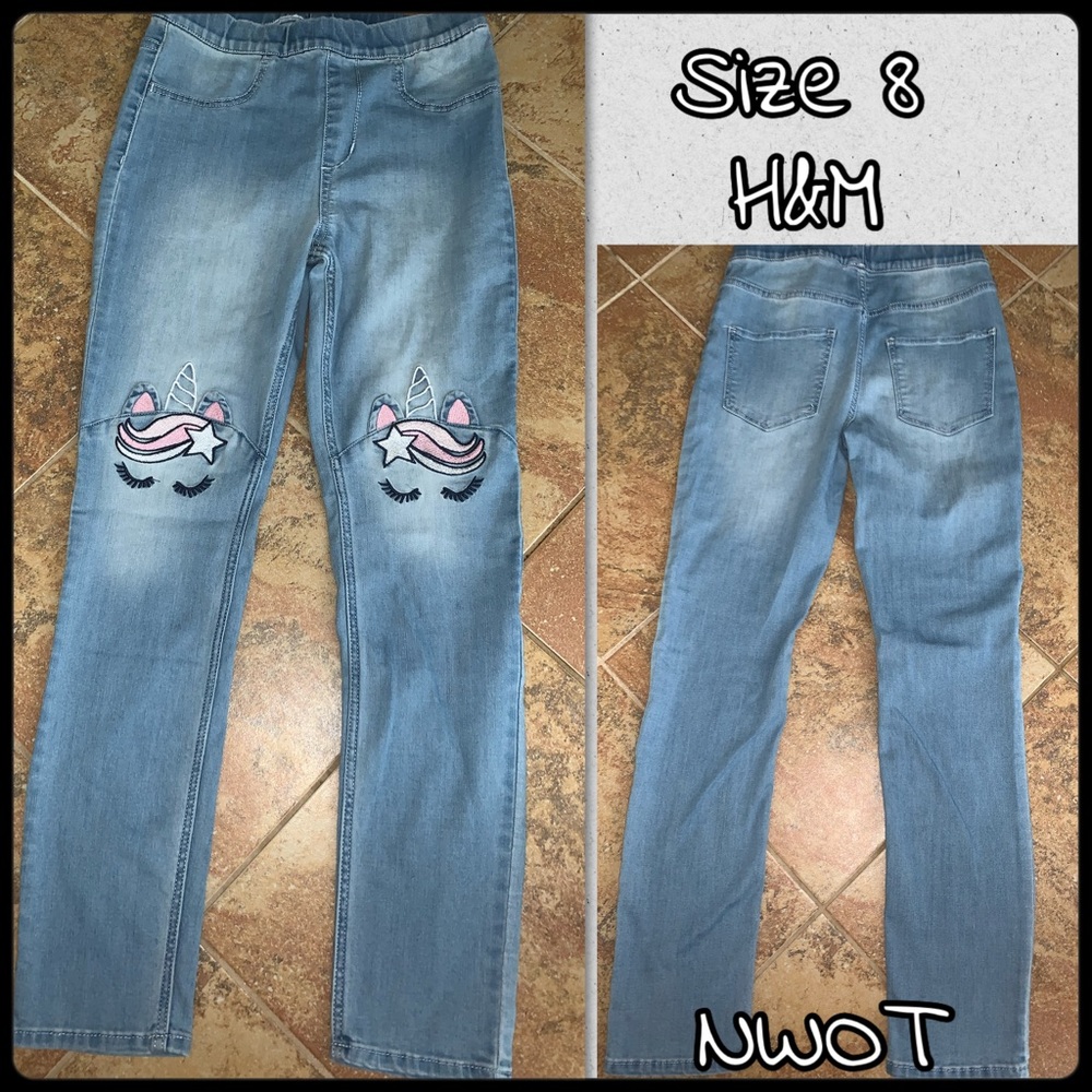 H&M Unicorn Denim Leggings Size 8
